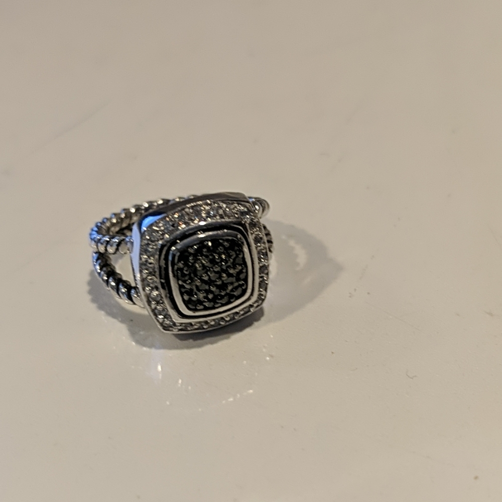 Sterling Silver Black CZ Cable Ring - Picture 2 of 6